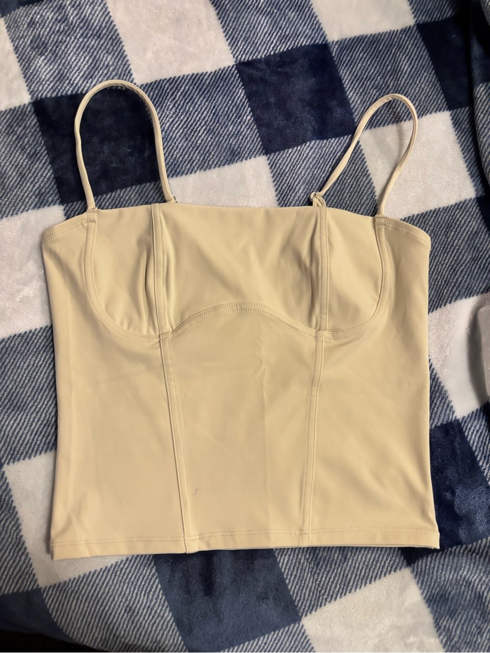 New! Cream Bustier Tank Top with Adjustable Straps